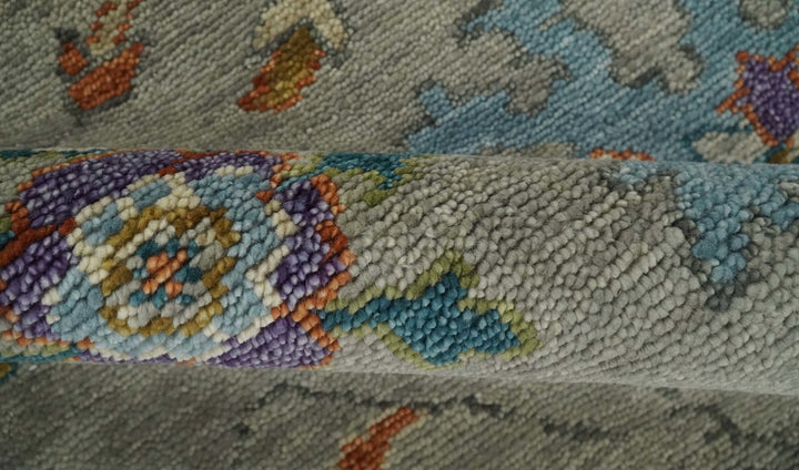 Antique 5x8, 6x9, 8x10, 9x12, 10x14 and 12x15 Hand Knotted Gray, Beige and Blue Traditional Persian Vintage Oushak Wool Rug | TRDCP748 - The Rug Decor