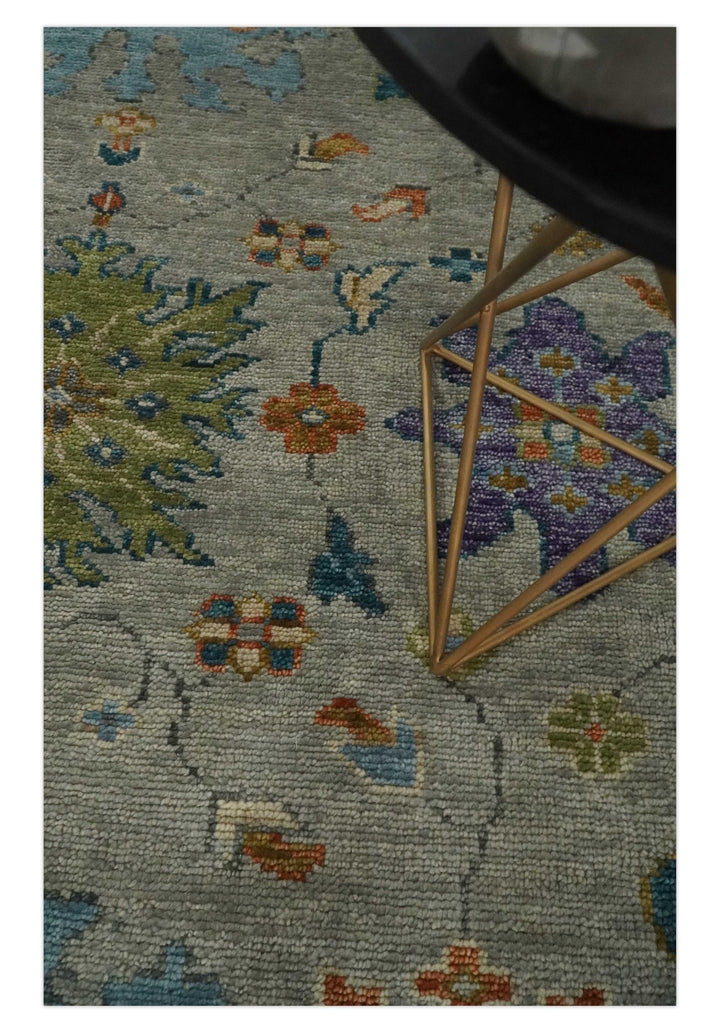 Antique 5x8, 6x9, 8x10, 9x12, 10x14 and 12x15 Hand Knotted Gray, Beige and Blue Traditional Persian Vintage Oushak Wool Rug | TRDCP748 - The Rug Decor