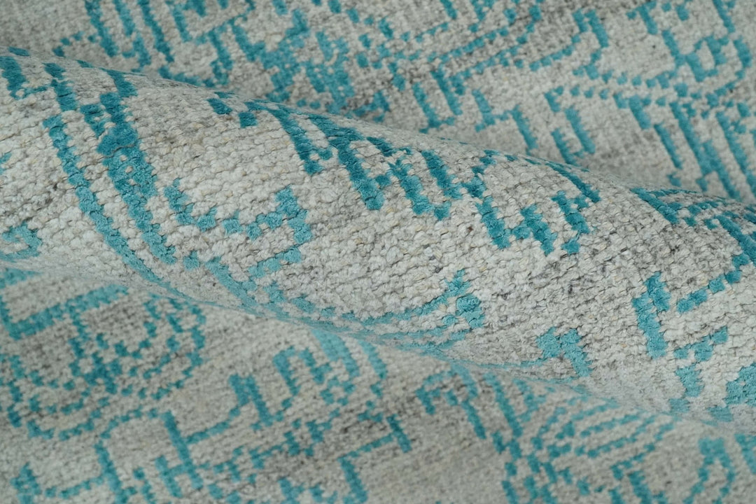 Antique 5x8 Hand Knotted Silver and Blue Persian made of Recycled Silk Area Rug | OP77 - The Rug Decor