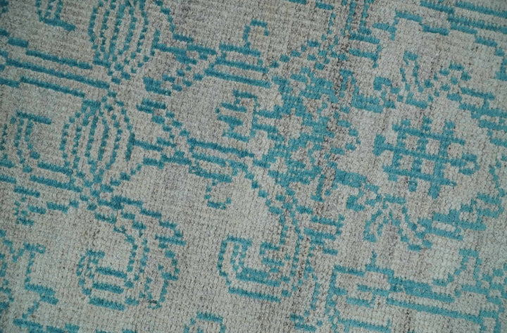 Antique 5x8 Hand Knotted Silver and Blue Persian made of Recycled Silk Area Rug | OP77 - The Rug Decor