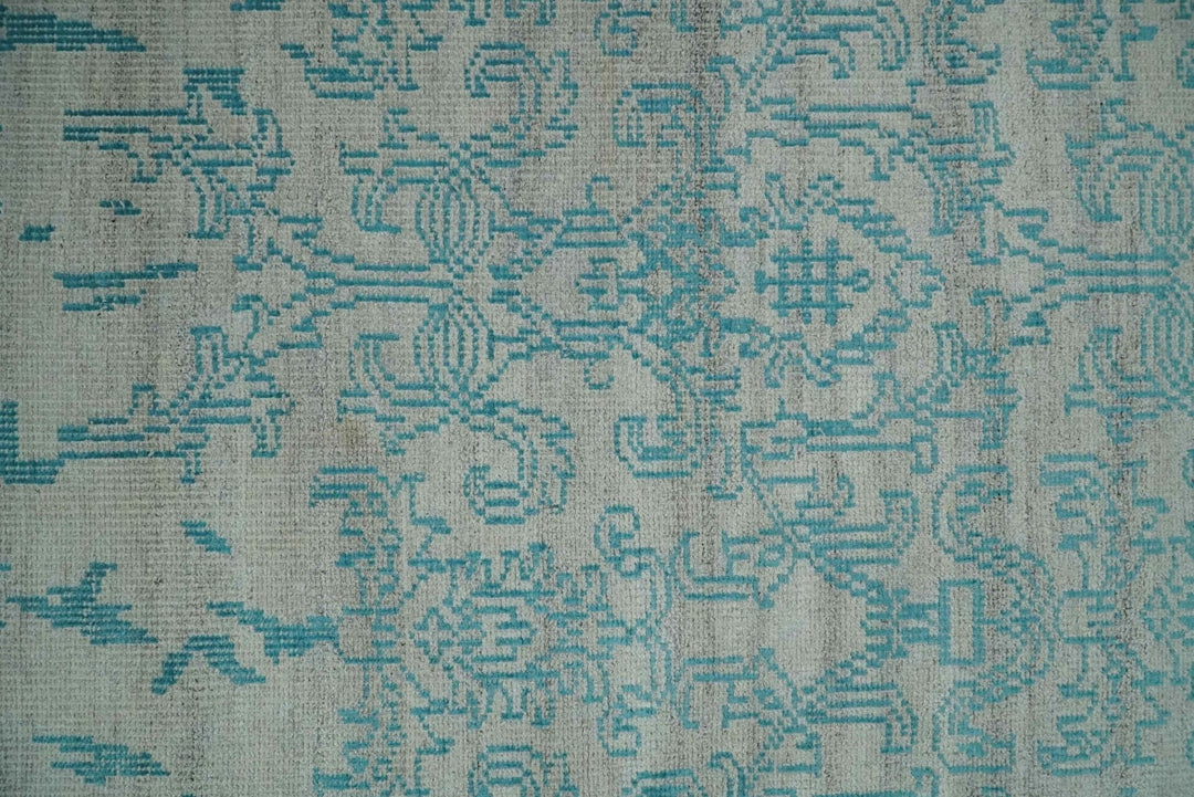 Antique 5x8 Hand Knotted Silver and Blue Persian made of Recycled Silk Area Rug | OP77 - The Rug Decor