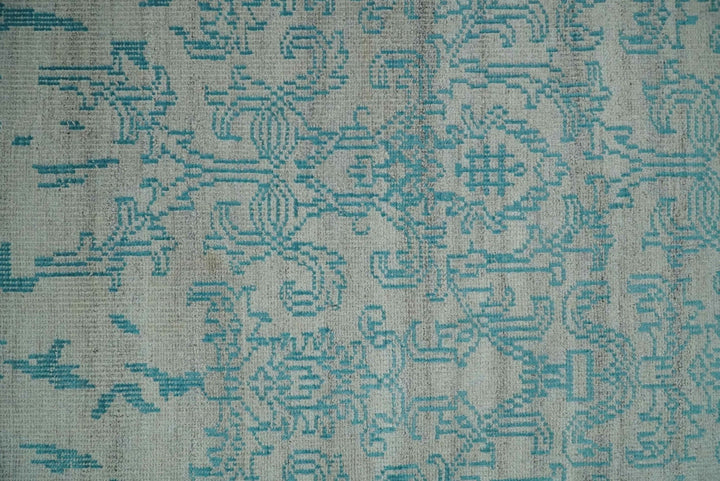 Antique 5x8 Hand Knotted Silver and Blue Persian made of Recycled Silk Area Rug | OP77 - The Rug Decor