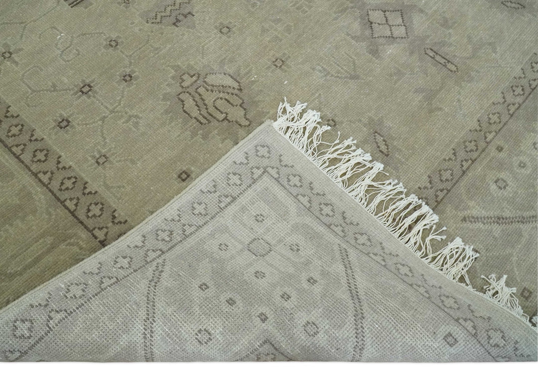 Antique 8x10 Hand Knotted Beige Traditional Vintage Persian Oushak Wool Rug | AC21810 - The Rug Decor