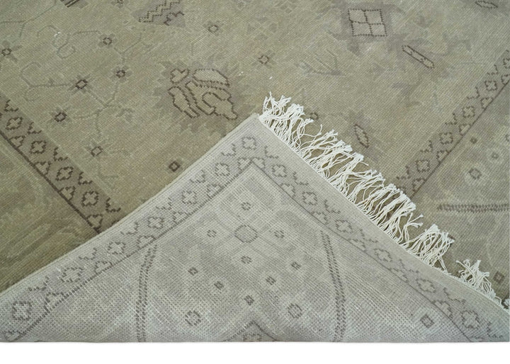 Antique 8x10 Hand Knotted Beige Traditional Vintage Persian Oushak Wool Rug | AC21810 - The Rug Decor