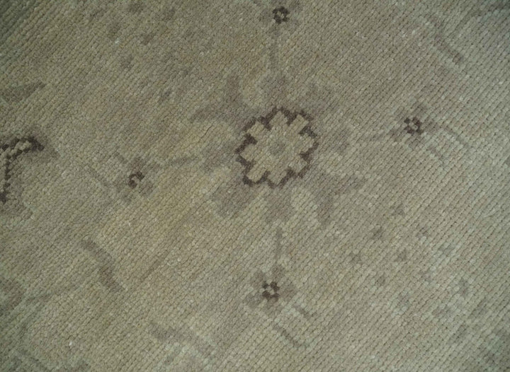 Antique 8x10 Hand Knotted Beige Traditional Vintage Persian Oushak Wool Rug | AC21810 - The Rug Decor