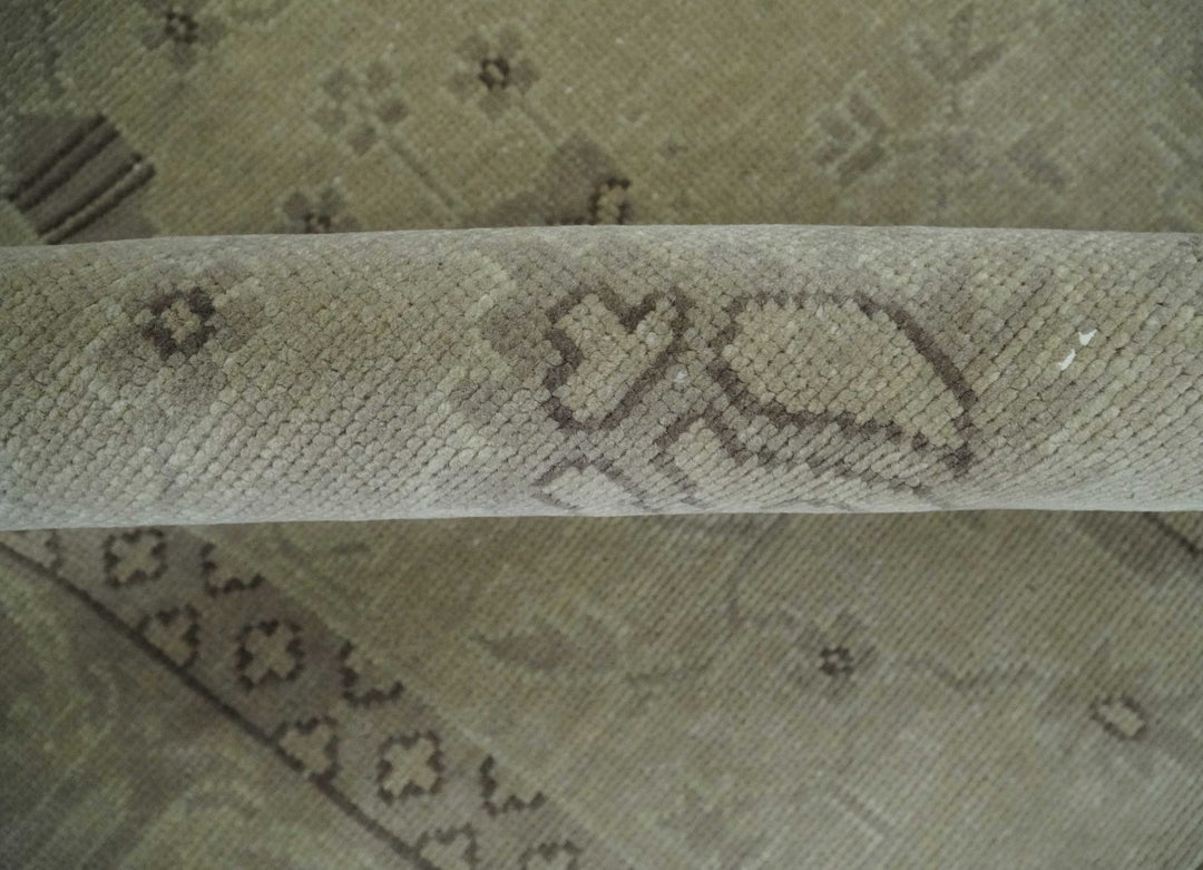 Antique 8x10 Hand Knotted Beige Traditional Vintage Persian Oushak Wool Rug | AC21810 - The Rug Decor