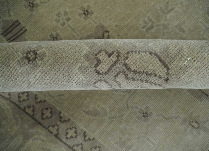 Antique 8x10 Hand Knotted Beige Traditional Vintage Persian Oushak Wool Rug | AC21810 - The Rug Decor