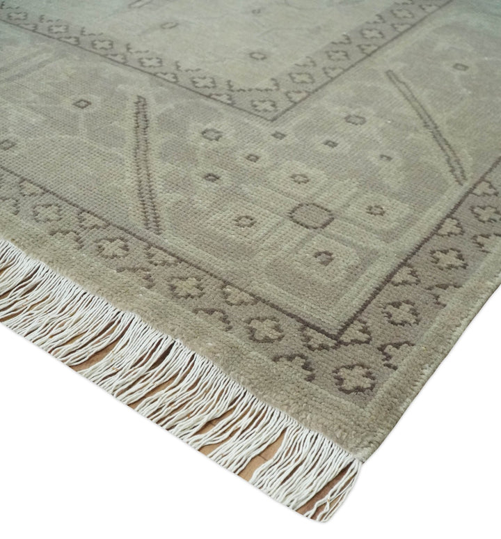 Antique 8x10 Hand Knotted Beige Traditional Vintage Persian Oushak Wool Rug | AC21810 - The Rug Decor