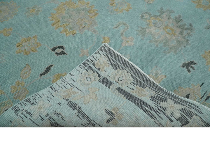 Antique Blue 8x10, 9x12, 10x14 and 12x15 Hand Knotted Charcoal Traditional Persian Oushak Wool Rug | NT3 - The Rug Decor