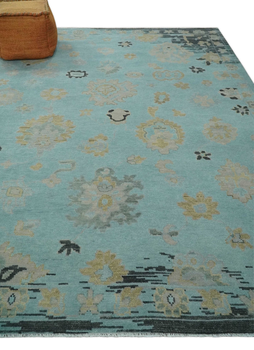 Antique Blue 8x10, 9x12, 10x14 and 12x15 Hand Knotted Charcoal Traditional Persian Oushak Wool Rug | NT3 - The Rug Decor