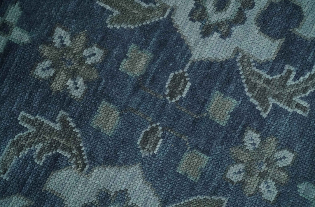 Antique Blue and Silver Traditional Hand Knotted Vintage Oushak Wool Rug, Living Room Rug | NT30 - The Rug Decor