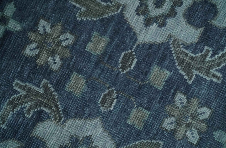 Antique Blue and Silver Traditional Hand Knotted Vintage Oushak Wool Rug, Living Room Rug | NT30 - The Rug Decor