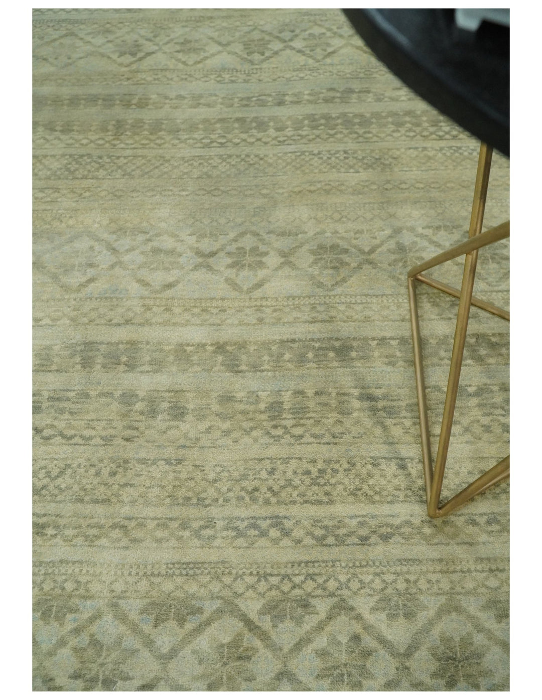 Antique faded 8x10 Vintage Oriental Traditional Olive and Beige Wool Area Rug | TRDCP547810 - The Rug Decor