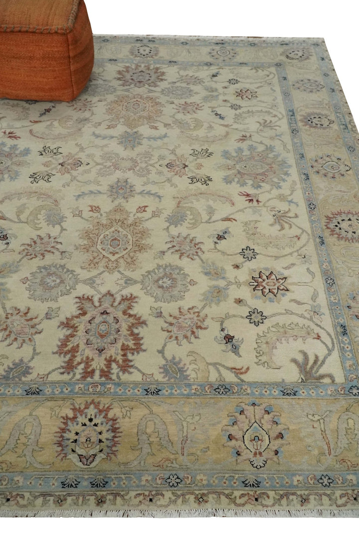Antique Fine 8x10 Hand Knotted Ivory and Beige Traditional Vintage Persian Wool Rug | TRDCP717912 - The Rug Decor