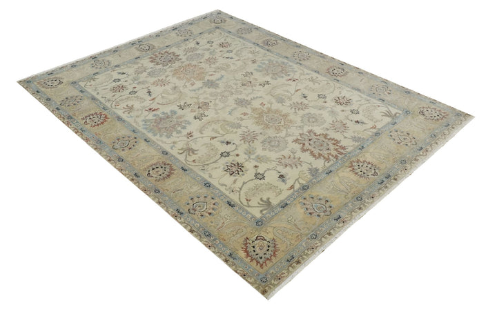 Antique Fine 8x10 Hand Knotted Ivory and Beige Traditional Vintage Persian Wool Rug | TRDCP717912 - The Rug Decor