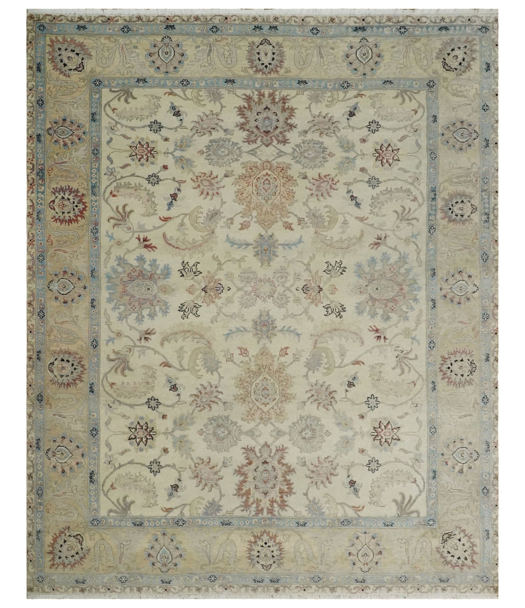 Antique Fine 8x10 Hand Knotted Ivory and Beige Traditional Vintage Persian Wool Rug | TRDCP717912 - The Rug Decor