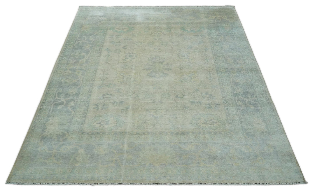 Antique Finish Silver, Gray and Charcoal Hand Knotted Oriental Oushak 8x10 wool Area Rug - The Rug Decor
