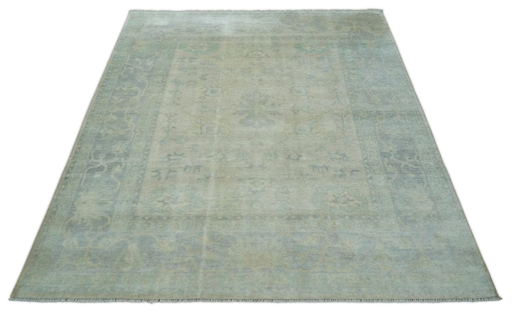 Antique Finish Silver, Gray and Charcoal Hand Knotted Oriental Oushak 8x10 wool Area Rug - The Rug Decor