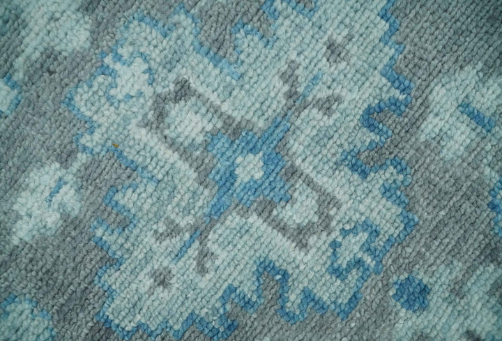 Antique Gray and Blue Hand Knotted 8x10 Oushak Turkish Wool Area Rug | TRD2792 - The Rug Decor