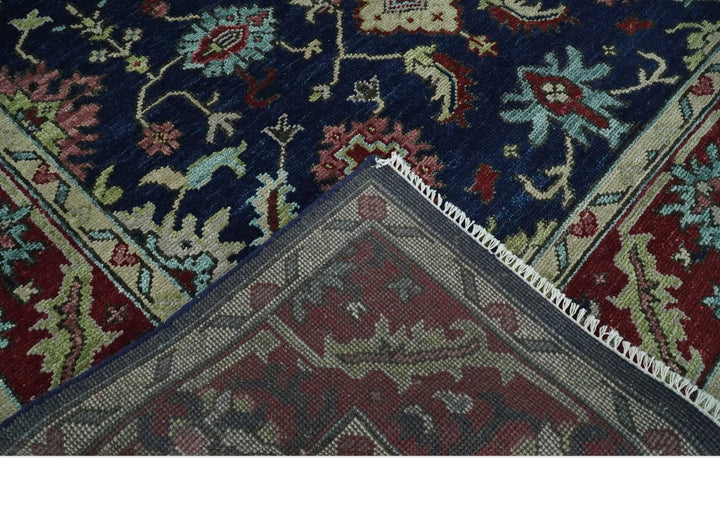 Antique Hand Knotted 5x8, 6x9, 8x10, 9x12, 10x14 and 12x15 Blue, Beige and Rust Traditional Persian Oushak Wool Rug | TRDCP1086 - The Rug Decor