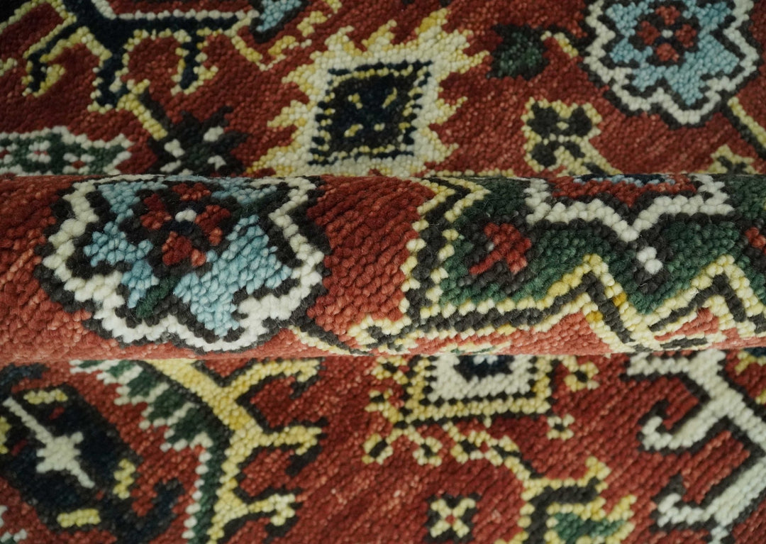 Antique Hand Knotted 5x8, 6x9, 8x10, 9x12, 10x14 and 12x15 Red and Blue Traditional Vintage Persian Oushak Wool Rug | TRDCP969 - The Rug Decor