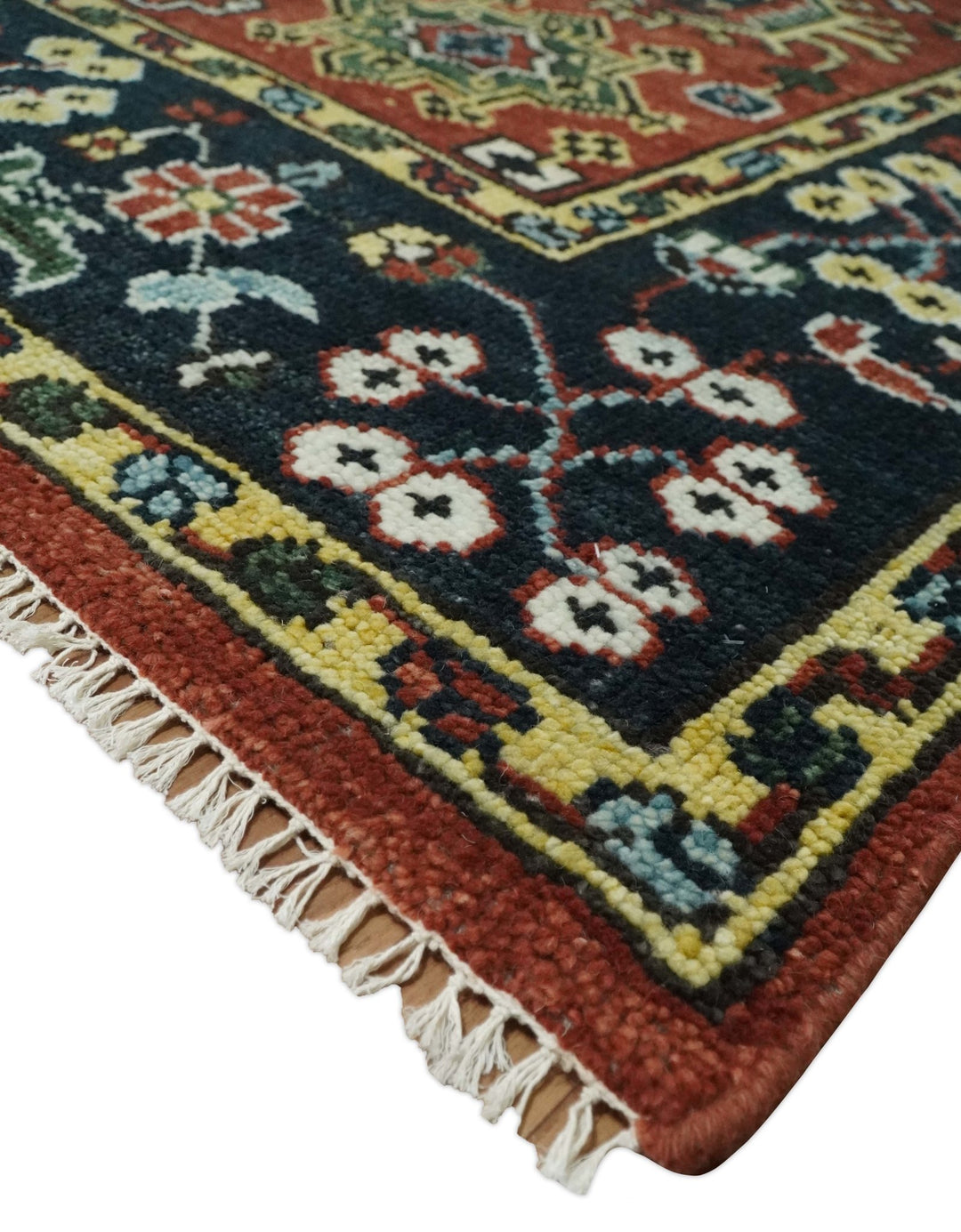 Antique Hand Knotted 5x8, 6x9, 8x10, 9x12, 10x14 and 12x15 Red and Blue Traditional Vintage Persian Oushak Wool Rug | TRDCP969 - The Rug Decor