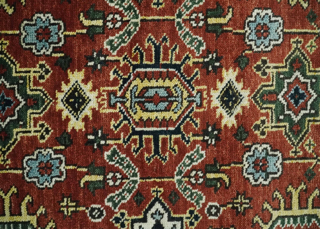 Antique Hand Knotted 5x8, 6x9, 8x10, 9x12, 10x14 and 12x15 Red and Blue Traditional Vintage Persian Oushak Wool Rug | TRDCP969 - The Rug Decor