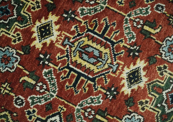 Antique Hand Knotted 5x8, 6x9, 8x10, 9x12, 10x14 and 12x15 Red and Blue Traditional Vintage Persian Oushak Wool Rug | TRDCP969 - The Rug Decor