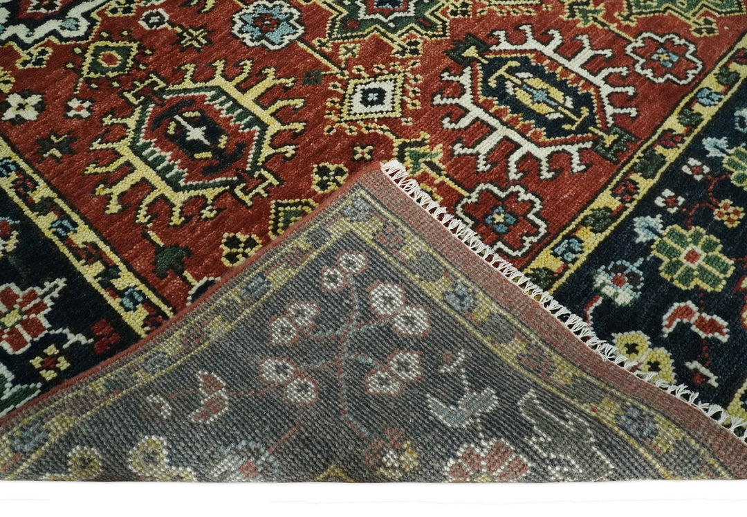 Antique Hand Knotted 5x8, 6x9, 8x10, 9x12, 10x14 and 12x15 Red and Blue Traditional Vintage Persian Oushak Wool Rug | TRDCP969 - The Rug Decor