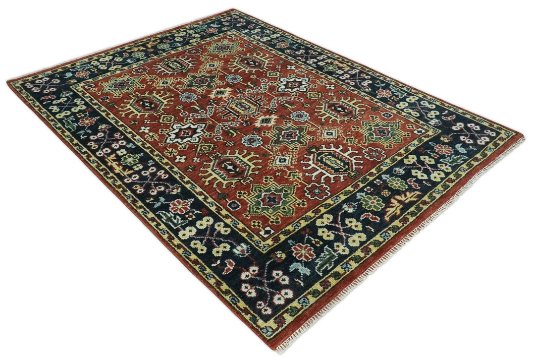 Antique Hand Knotted 5x8, 6x9, 8x10, 9x12, 10x14 and 12x15 Red and Blue Traditional Vintage Persian Oushak Wool Rug | TRDCP969 - The Rug Decor
