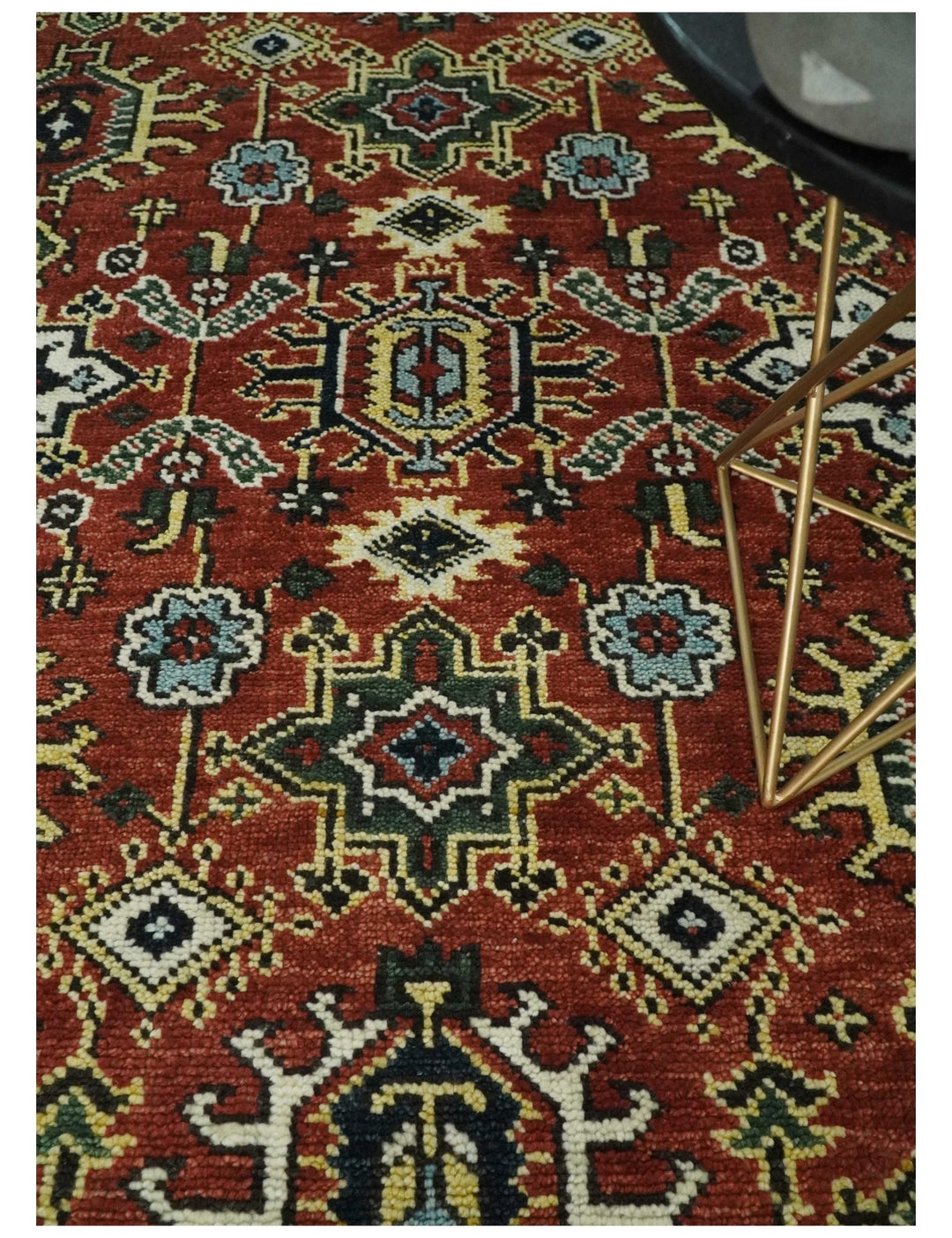 Antique Hand Knotted 5x8, 6x9, 8x10, 9x12, 10x14 and 12x15 Red and Blue Traditional Vintage Persian Oushak Wool Rug | TRDCP969 - The Rug Decor