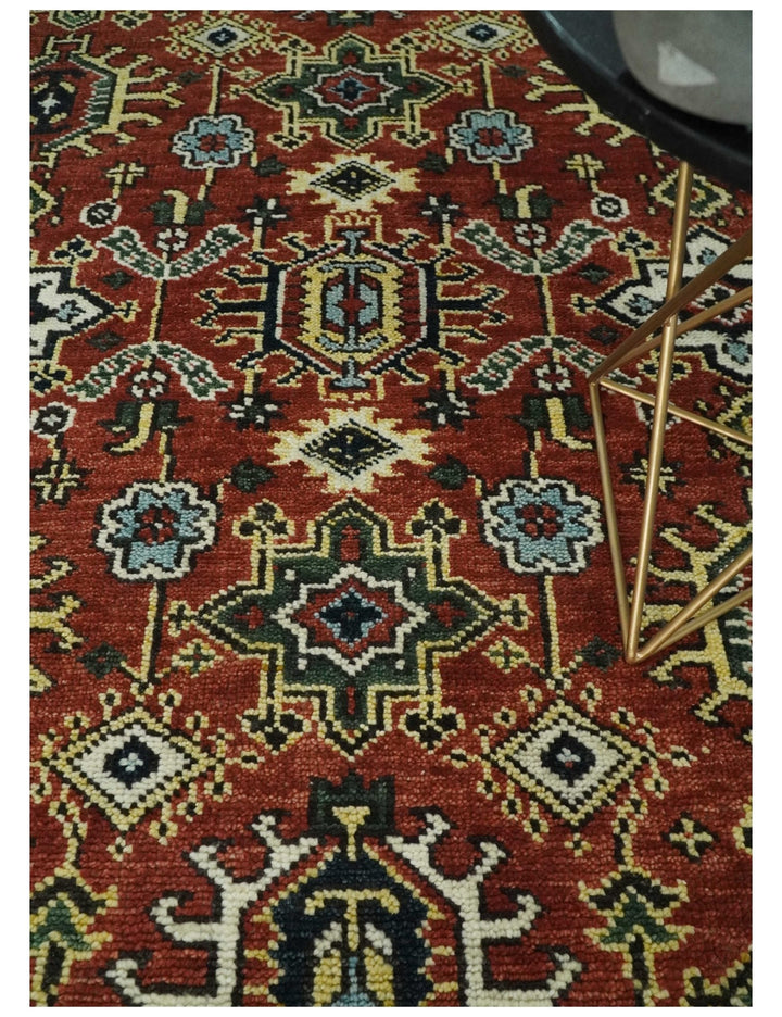 Antique Hand Knotted 5x8, 6x9, 8x10, 9x12, 10x14 and 12x15 Red and Blue Traditional Vintage Persian Oushak Wool Rug | TRDCP969 - The Rug Decor