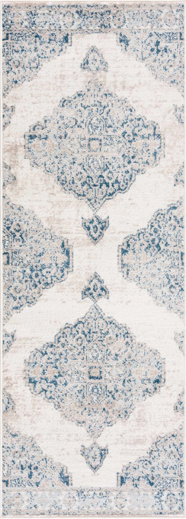 Antique look Beige, Blue and Ivory Traditional Heriz Design Medallion Turkish Area Rug - The Rug Decor