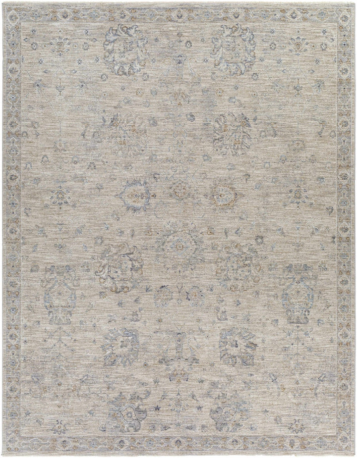 Antique Look Floral Beige and Charcoal Traditional Design Area Rug - The Rug Decor
