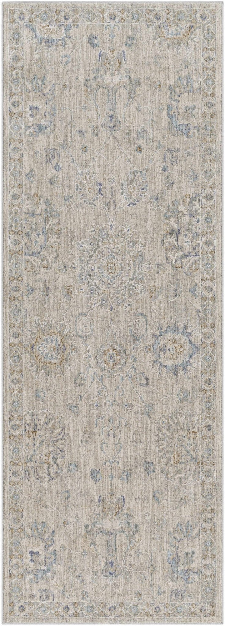 Antique Look Floral Beige and Charcoal Traditional Design Area Rug - The Rug Decor