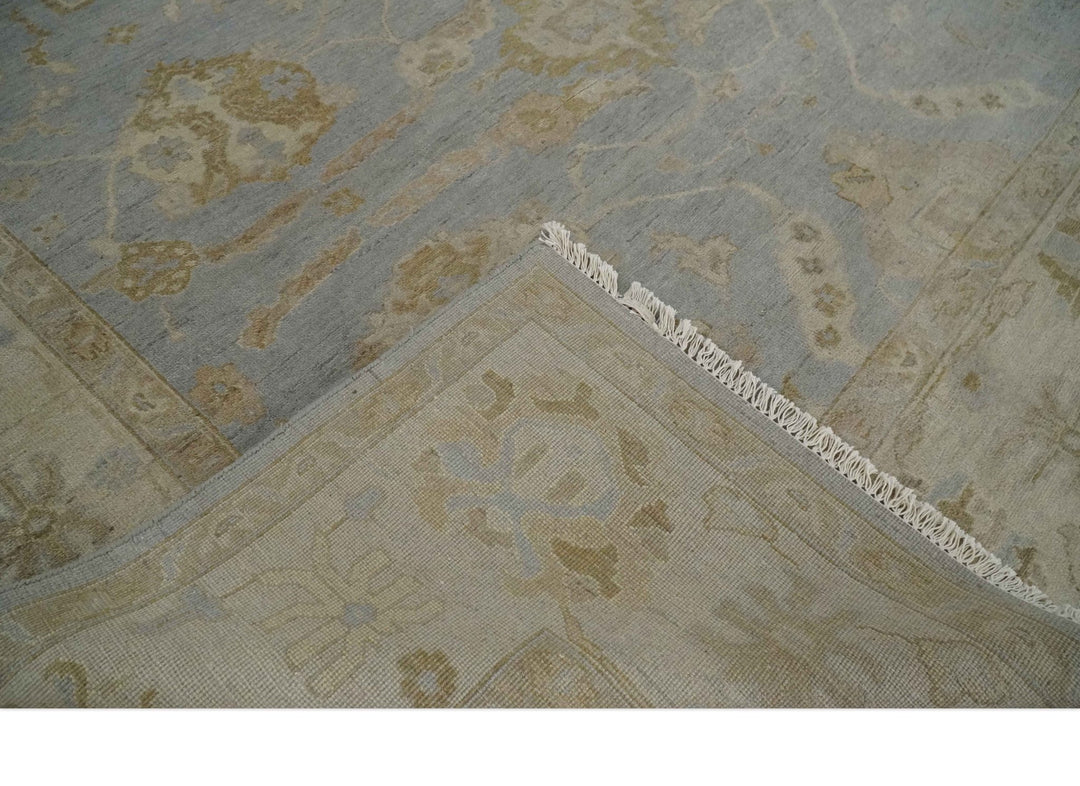 Antique look Gray, Beige and Olive Hand knotted Traditional Oushak 9x12 wool Area Rug - The Rug Decor