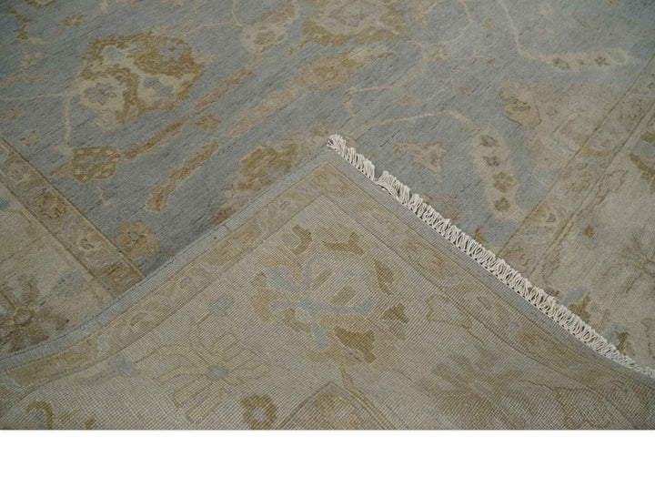 Antique look Gray, Beige and Olive Hand knotted Traditional Oushak 9x12 wool Area Rug - The Rug Decor