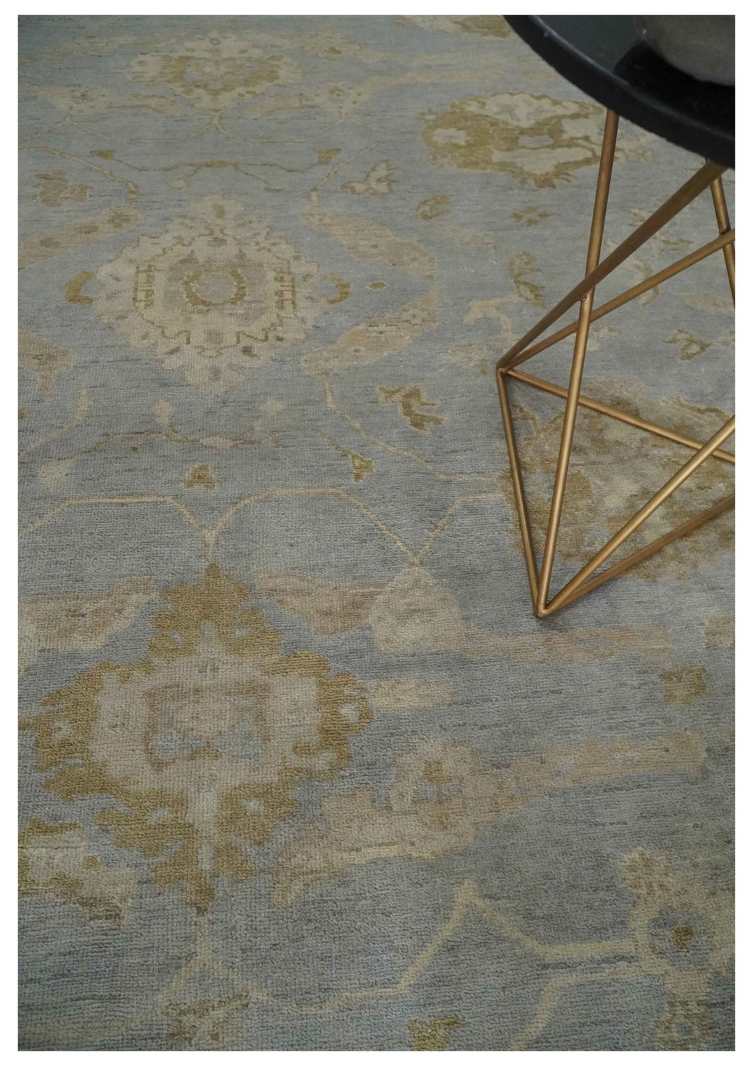Antique look Gray, Beige and Olive Hand knotted Traditional Oushak 9x12 wool Area Rug - The Rug Decor