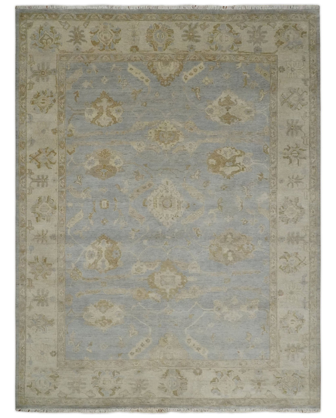 Antique look Gray, Beige and Olive Hand knotted Traditional Oushak 9x12 wool Area Rug - The Rug Decor