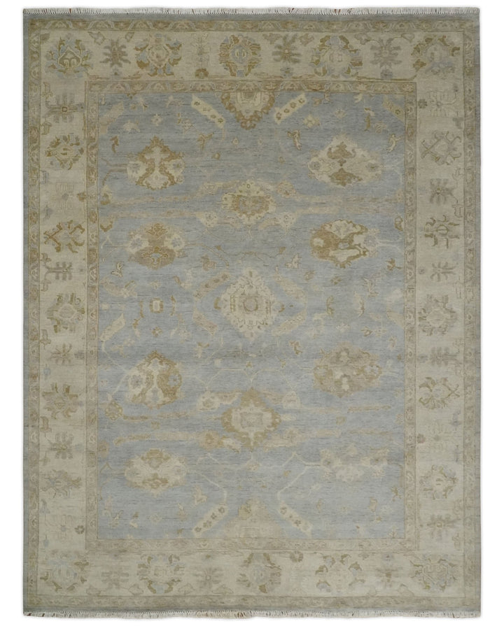 Antique look Gray, Beige and Olive Hand knotted Traditional Oushak 9x12 wool Area Rug - The Rug Decor