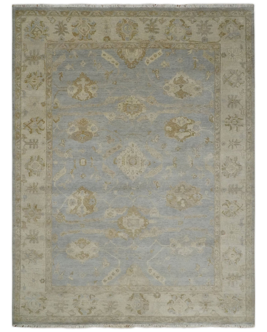 Antique look Gray, Beige and Olive Hand knotted Traditional Oushak 9x12 wool Area Rug - The Rug Decor