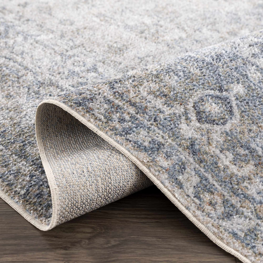 Antique Look Ivory And Blue Medallion Washable Area Rug - The Rug Decor