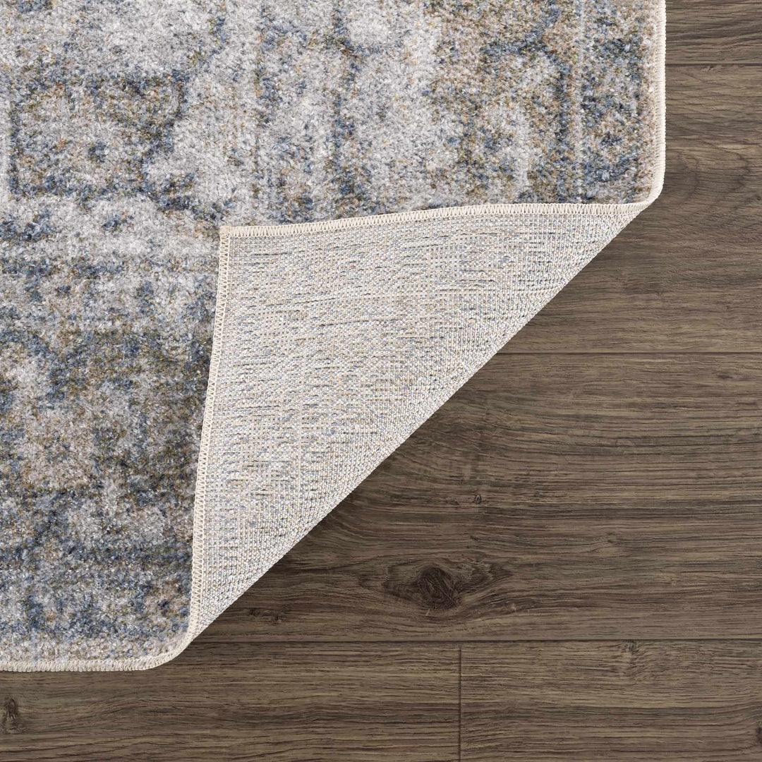 Antique Look Ivory And Blue Medallion Washable Area Rug - The Rug Decor