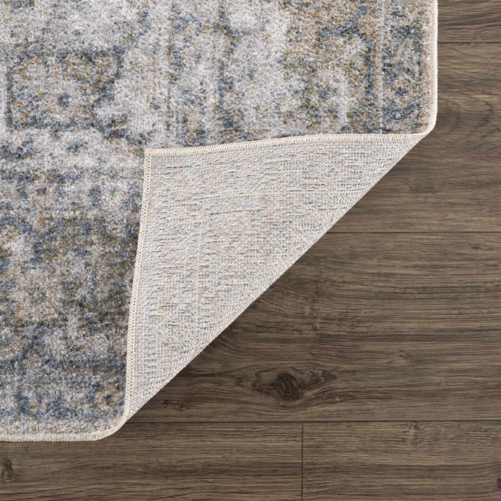 Antique Look Ivory And Blue Medallion Washable Area Rug - The Rug Decor