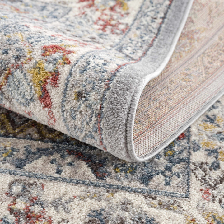 Antique look Traditional Machine Woven Tan, Charcoal, Ivory and Rust Multi Size Rug - The Rug Decor