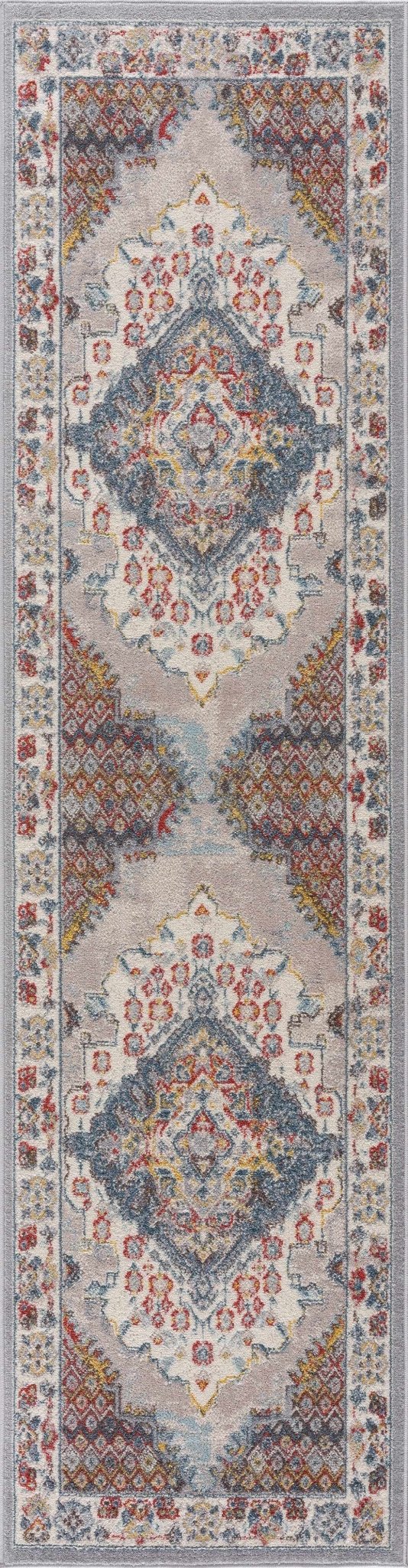 Antique look Traditional Machine Woven Tan, Charcoal, Ivory and Rust Multi Size Rug - The Rug Decor