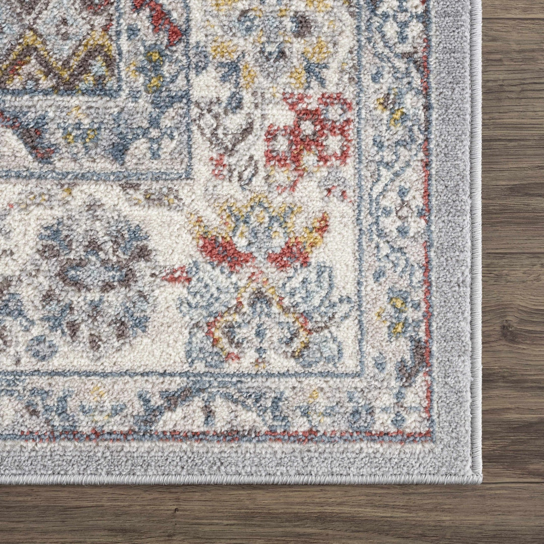 Antique look Traditional Machine Woven Tan, Charcoal, Ivory and Rust Multi Size Rug - The Rug Decor