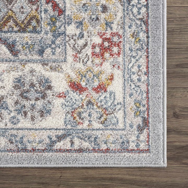 Antique look Traditional Machine Woven Tan, Charcoal, Ivory and Rust Multi Size Rug - The Rug Decor