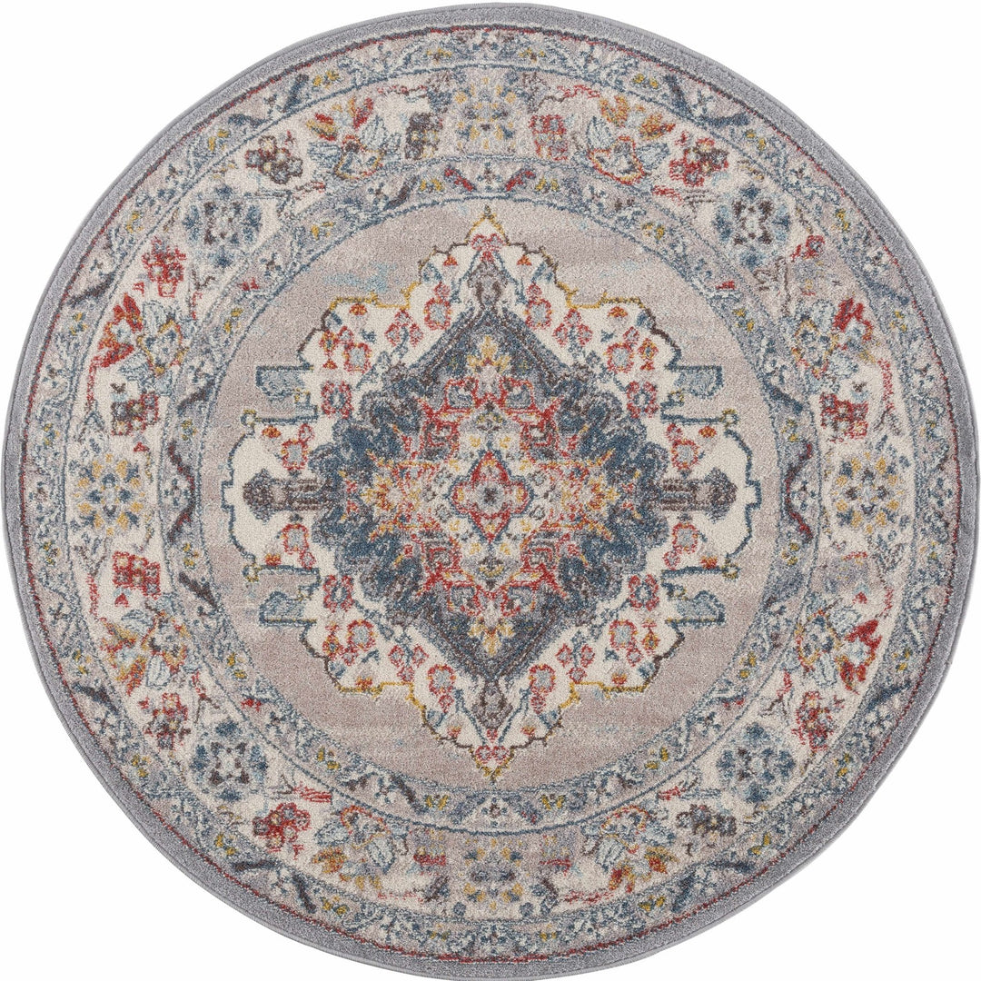 Antique look Traditional Machine Woven Tan, Charcoal, Ivory and Rust Multi Size Rug - The Rug Decor