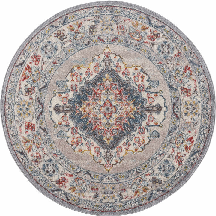 Antique look Traditional Machine Woven Tan, Charcoal, Ivory and Rust Multi Size Rug - The Rug Decor